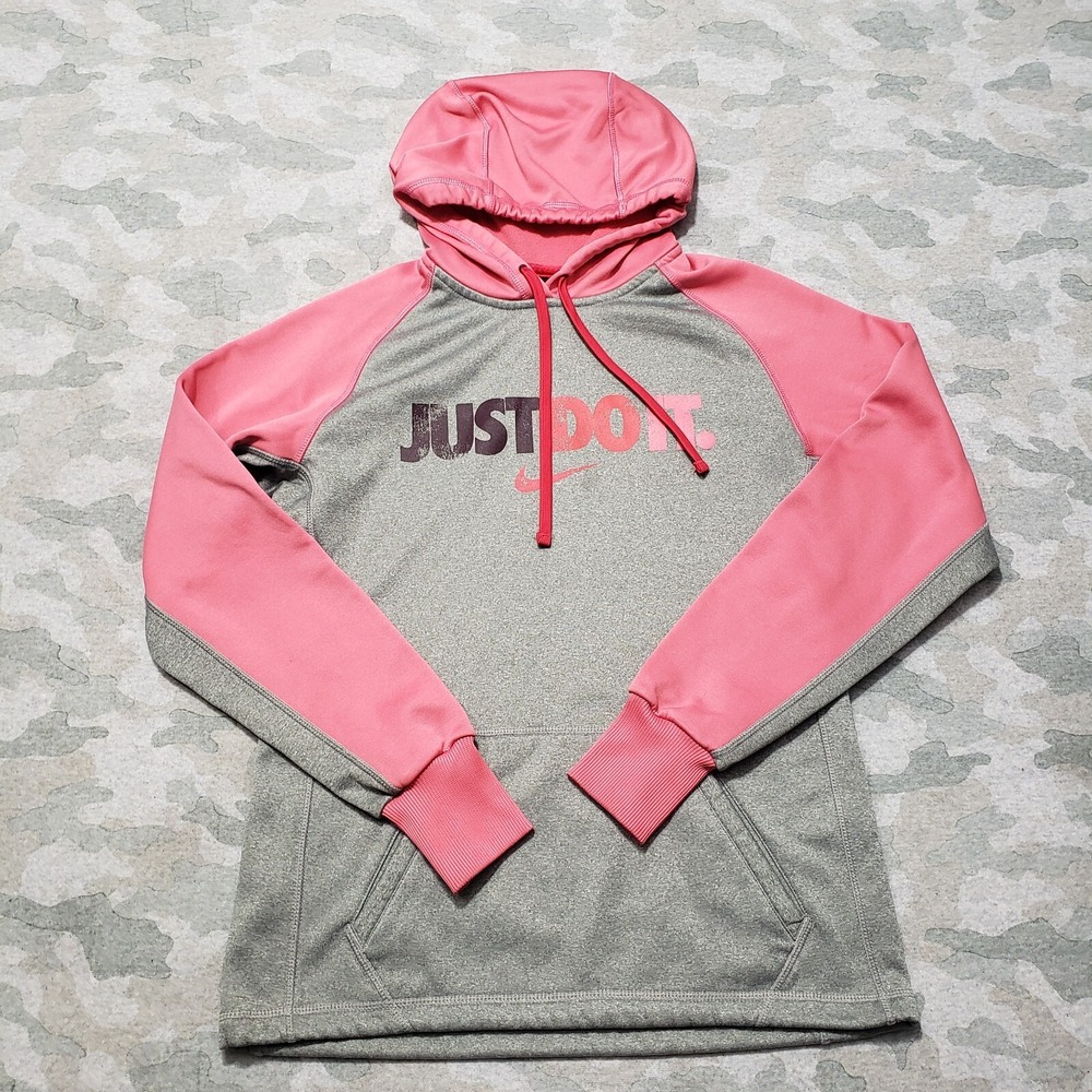 Nike Just Do‎ It Sweatshirt Womens XS Gray Pullover Therma Fit Hooded